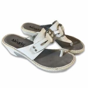 Alegria Women Shoe Lola White EUR 39 8.5 US Slide Sandals Adjustable Hook & Loop